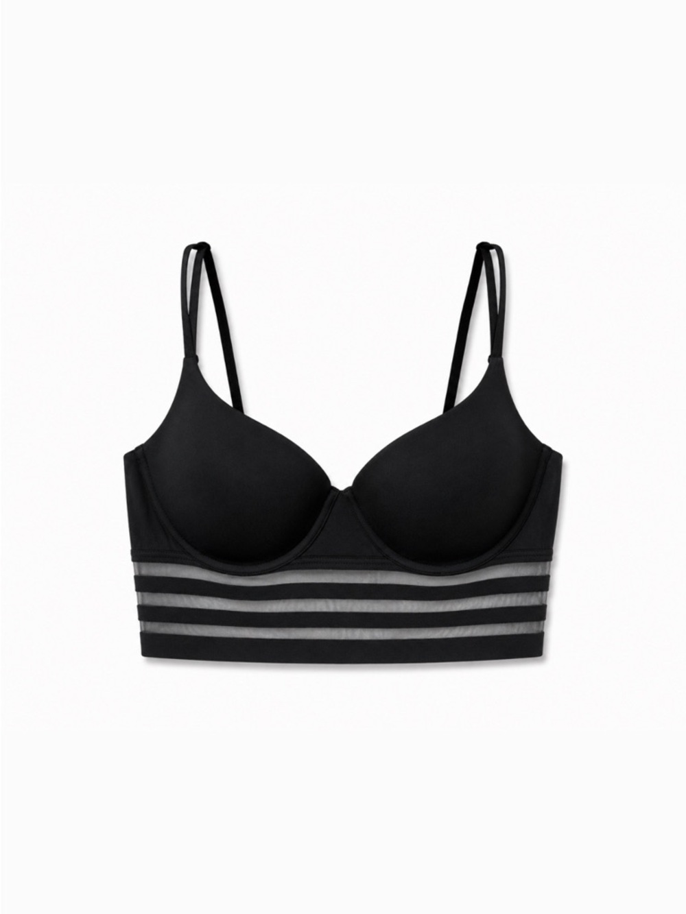 Victoria Secret Black T-Shirt Lightly Lined Demi Bra | Sheer Stripe Detail | 32C